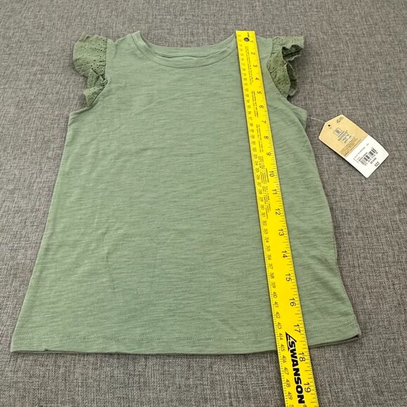 NEW! Girls Thereabouts Top Lace Ruffle Sleeves Hedge Green XS 6/6X Recycled Poly - Picture 4 of 10